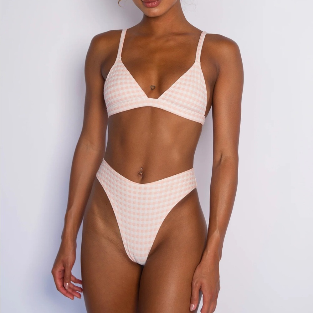 Skatie Pink Gingham Bikini Bottoms